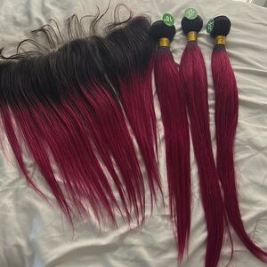 Silky Red Ombre Hair Extensions